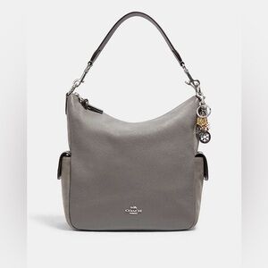 Coach C1522 Pennie Hobo Heather Gray Suede & Leather Convertible Shoulder Bag